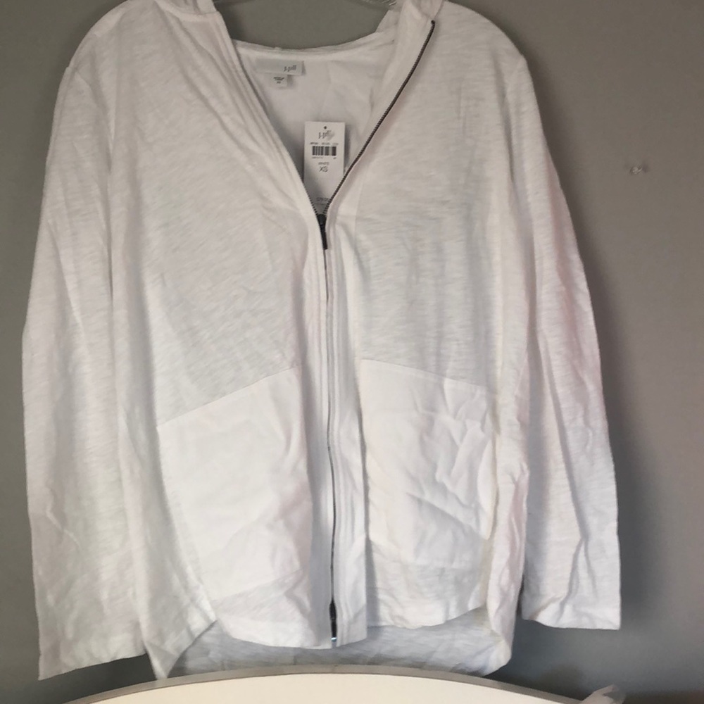 White zip up hoodie